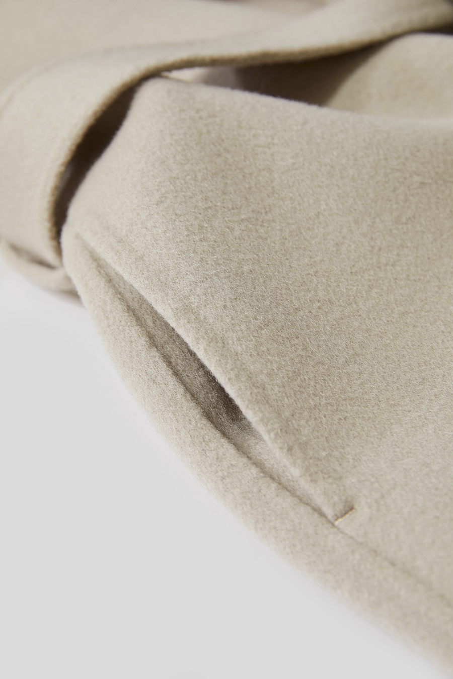 Fox Fur Cuff Trim Double-faced Wool Coat