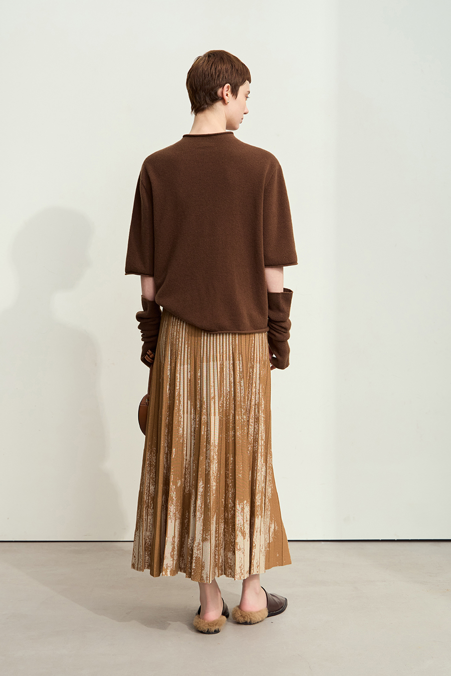 Jacquard Pleated Midi Skirt