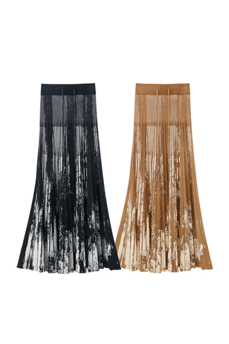 Jacquard Pleated Midi Skirt