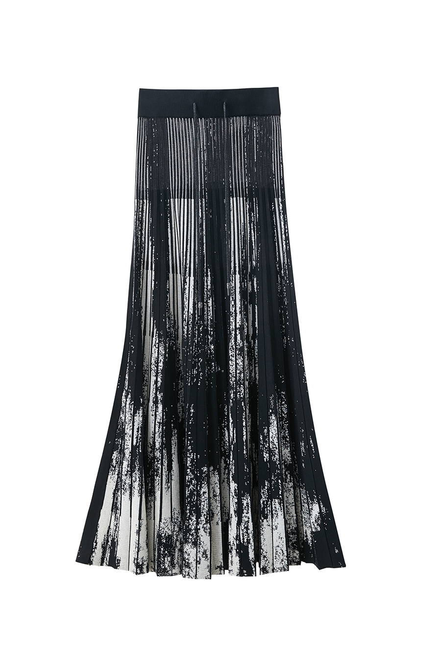 Jacquard Pleated Midi Skirt