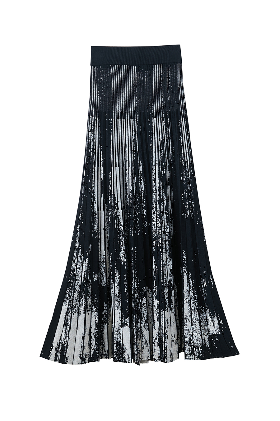 Jacquard Pleated Midi Skirt