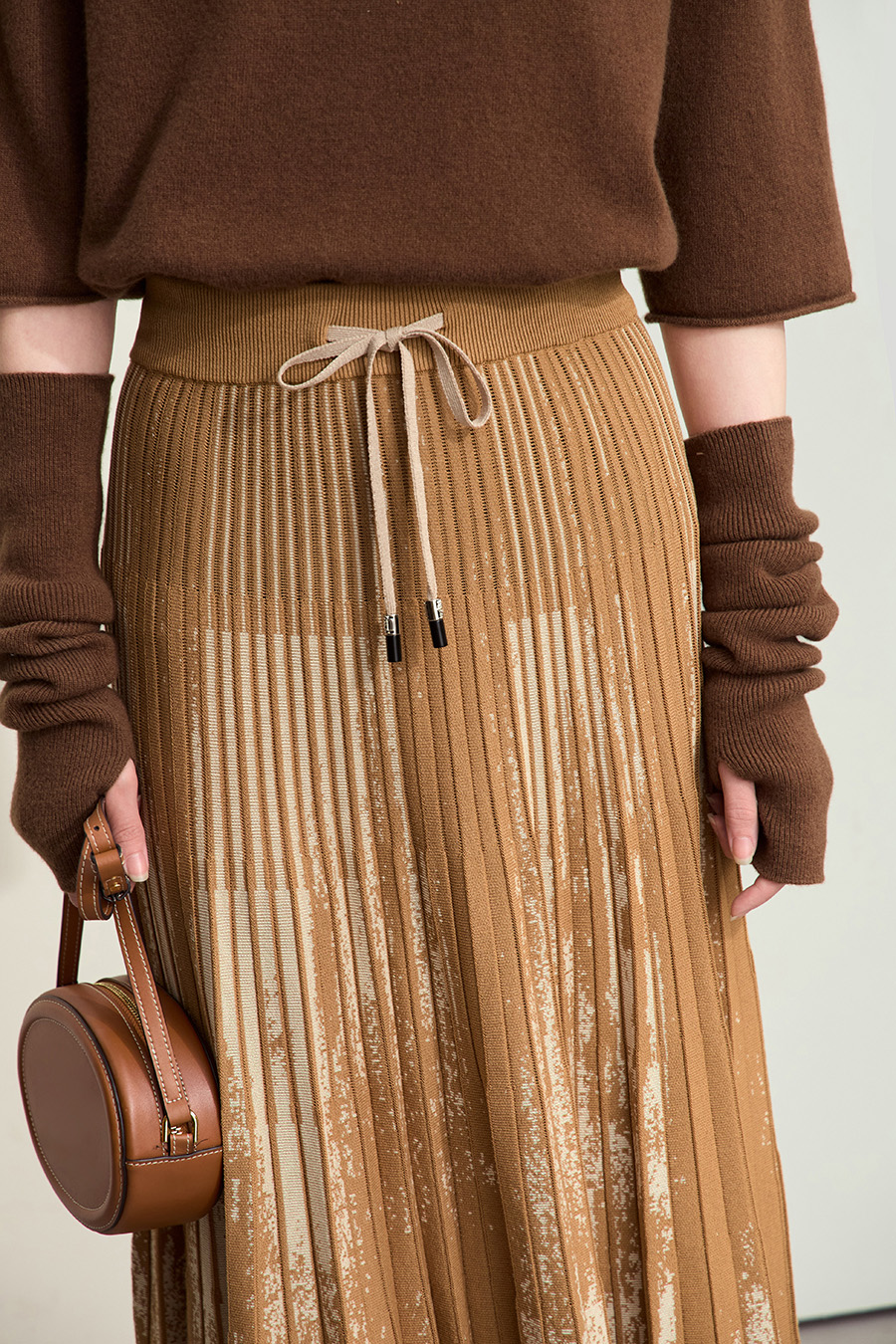 Jacquard Pleated Midi Skirt