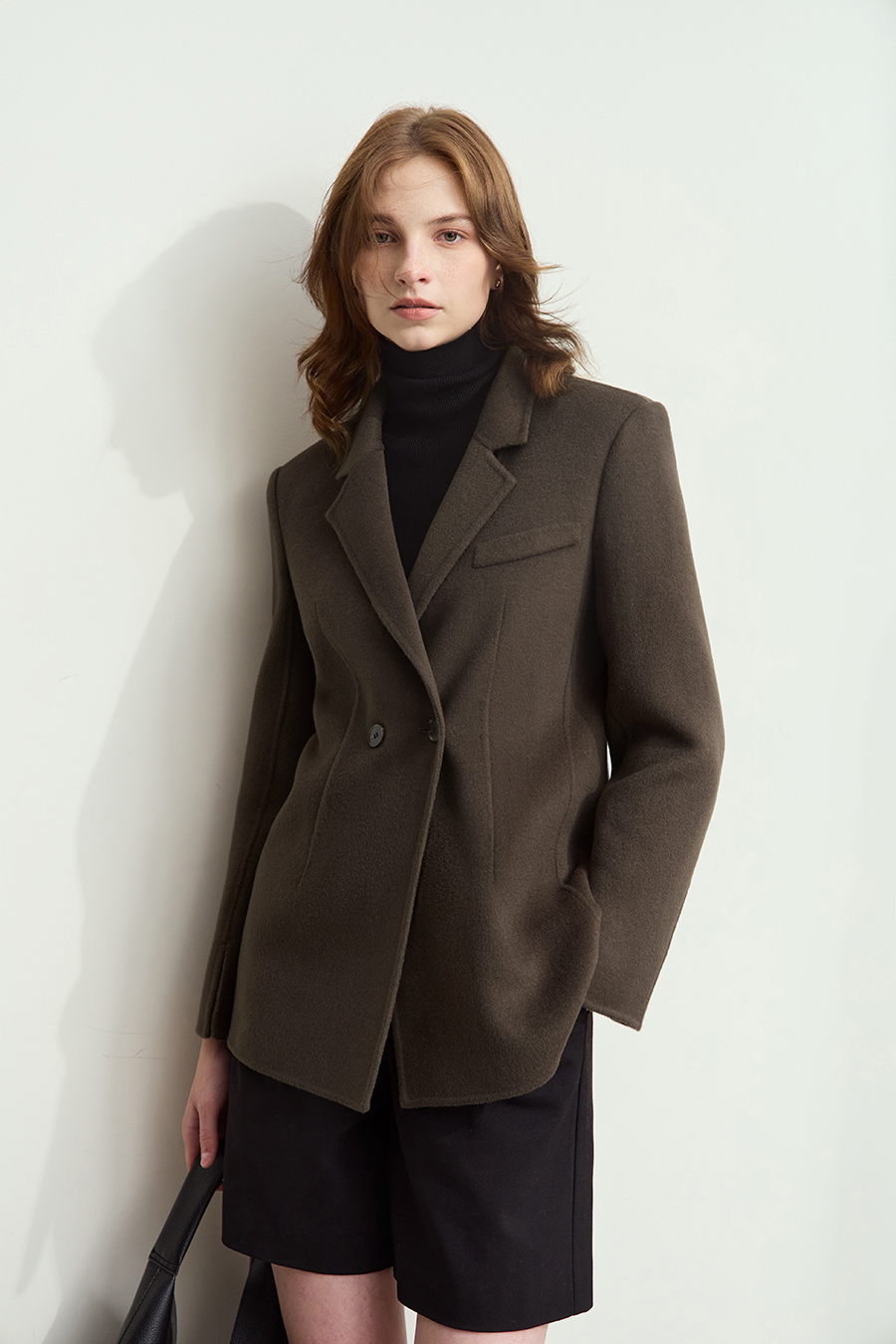Notched Lapel Wool Double-faced Wool Coat
