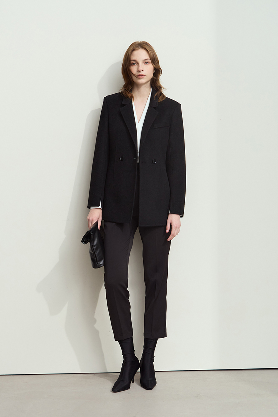 Notched Lapel Wool Double-faced Wool Coat