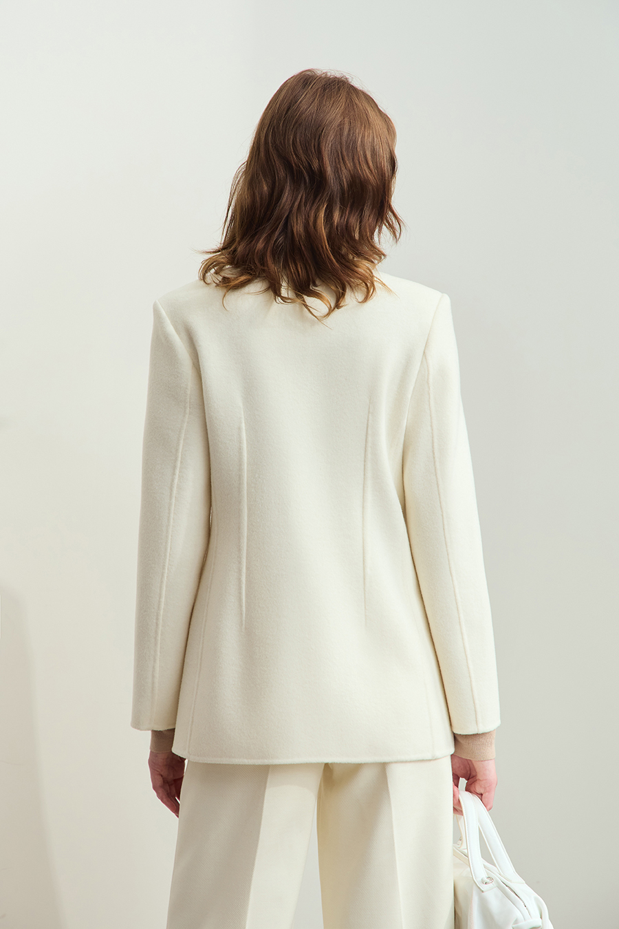 Notched Lapel Wool Double-faced Wool Coat