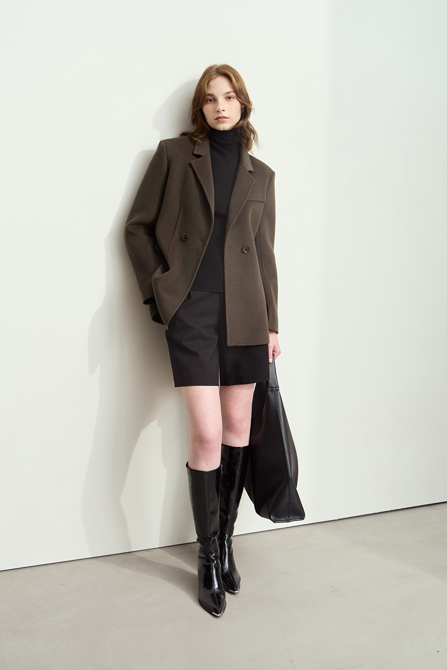 Notched Lapel Wool Double-faced Wool Coat