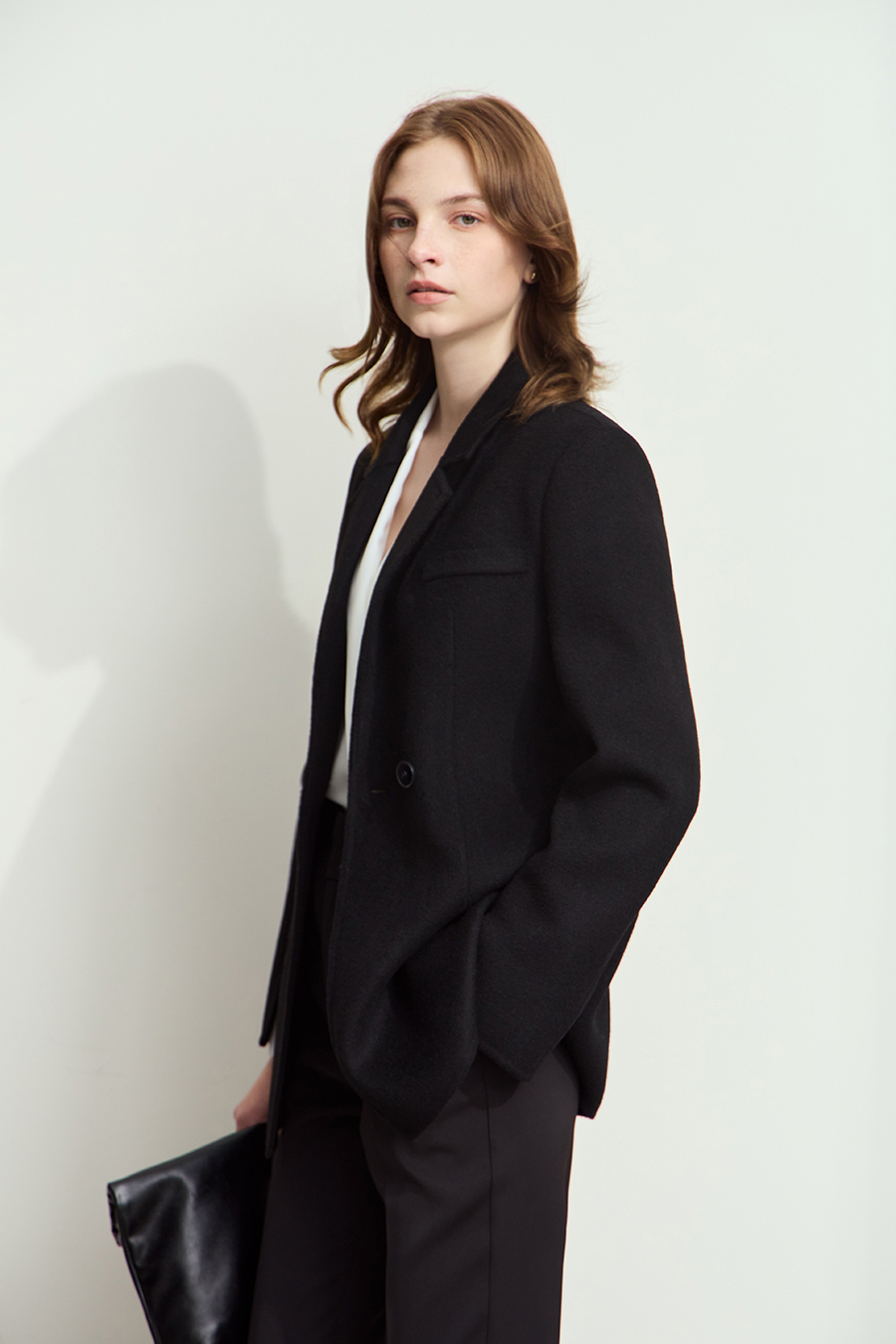 Notched Lapel Wool Double-faced Wool Coat