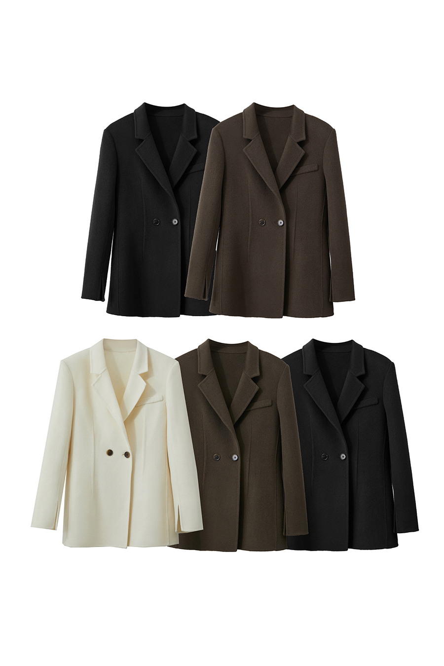 Notched Lapel Wool Double-faced Wool Coat