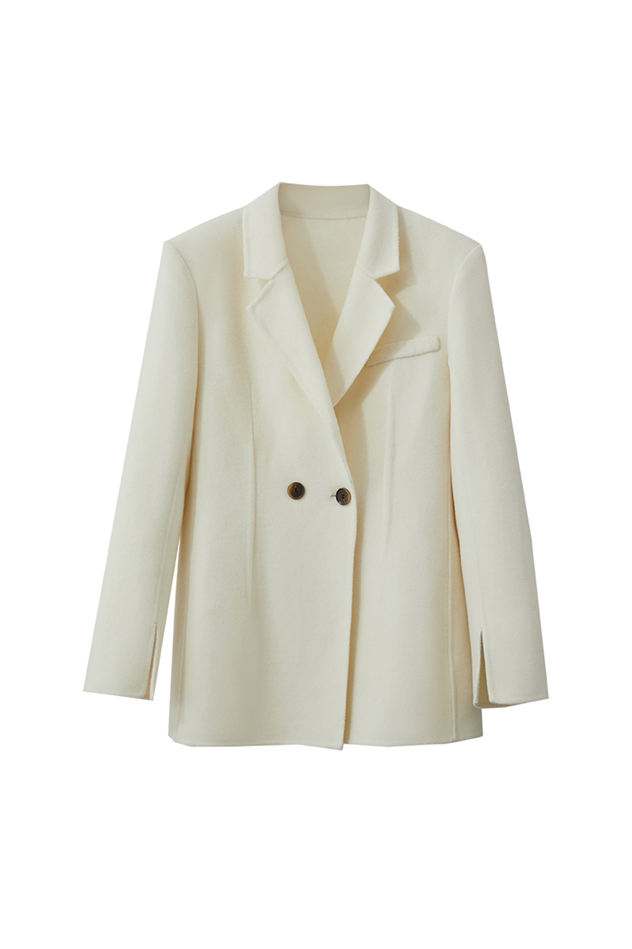 Notched Lapel Wool Double-faced Wool Coat