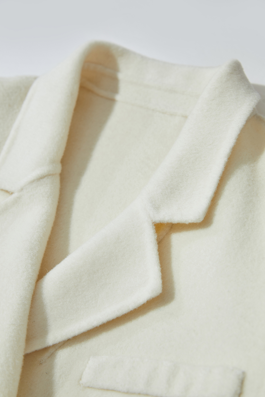 Notched Lapel Wool Double-faced Wool Coat