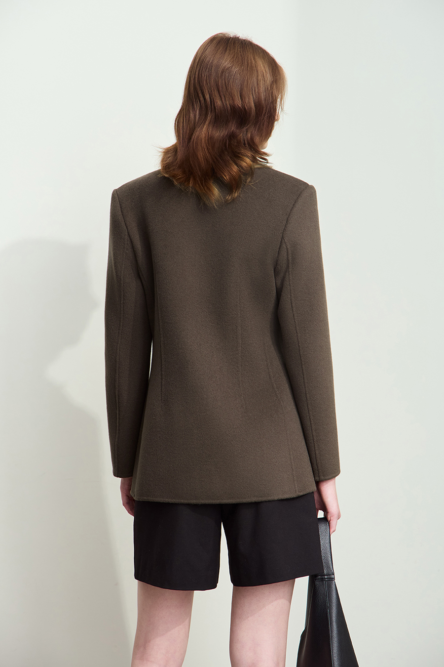 Notched Lapel Wool Double-faced Wool Coat