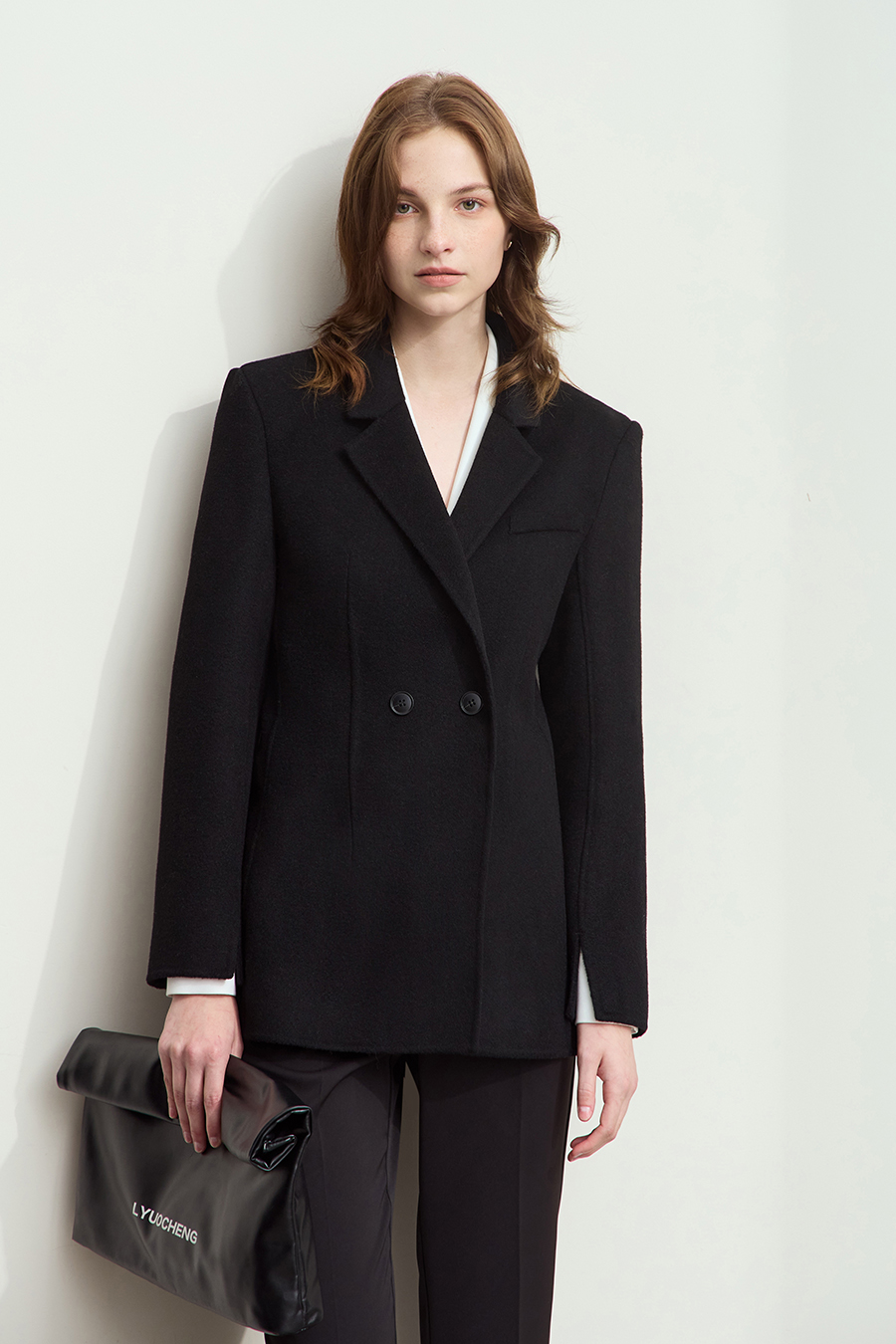Notched Lapel Wool Double-faced Wool Coat