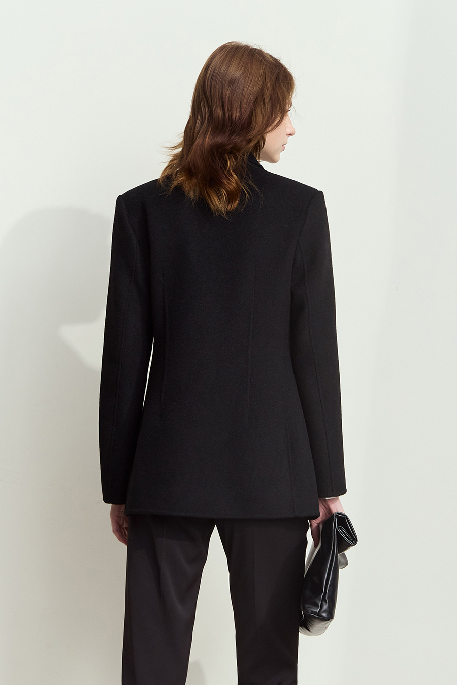 Notched Lapel Wool Double-faced Wool Coat