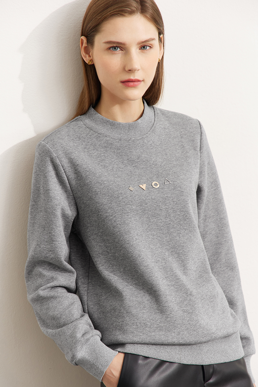 Geometric Metal Decoration Sweatshirt|AMII-AMII.com