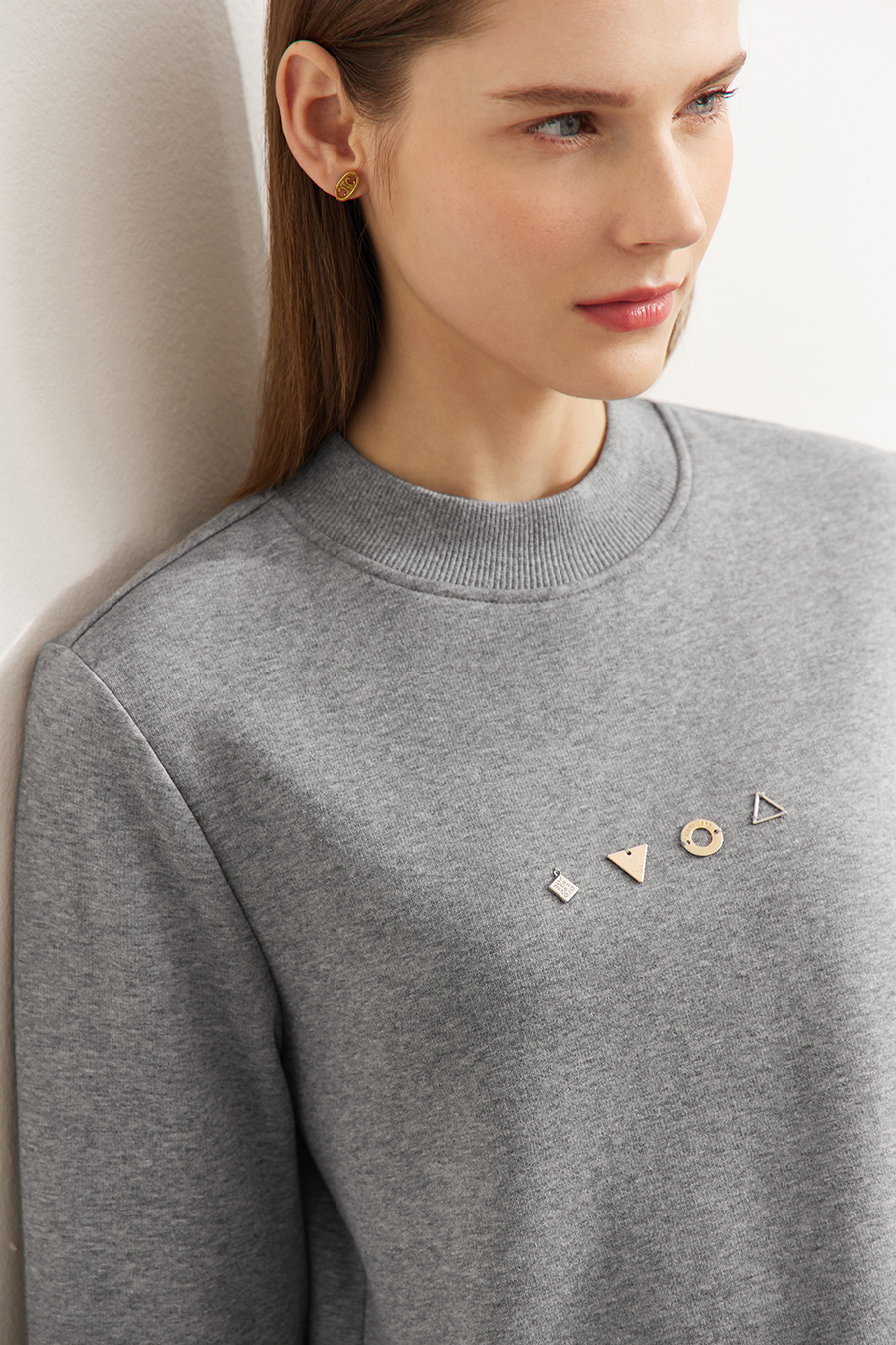 Geometric Metal Decoration Sweatshirt|AMII-AMII.com