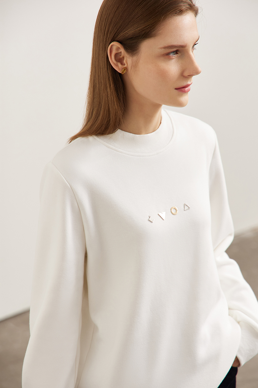 Geometric Metal Decoration Sweatshirt|AMII-AMII.com