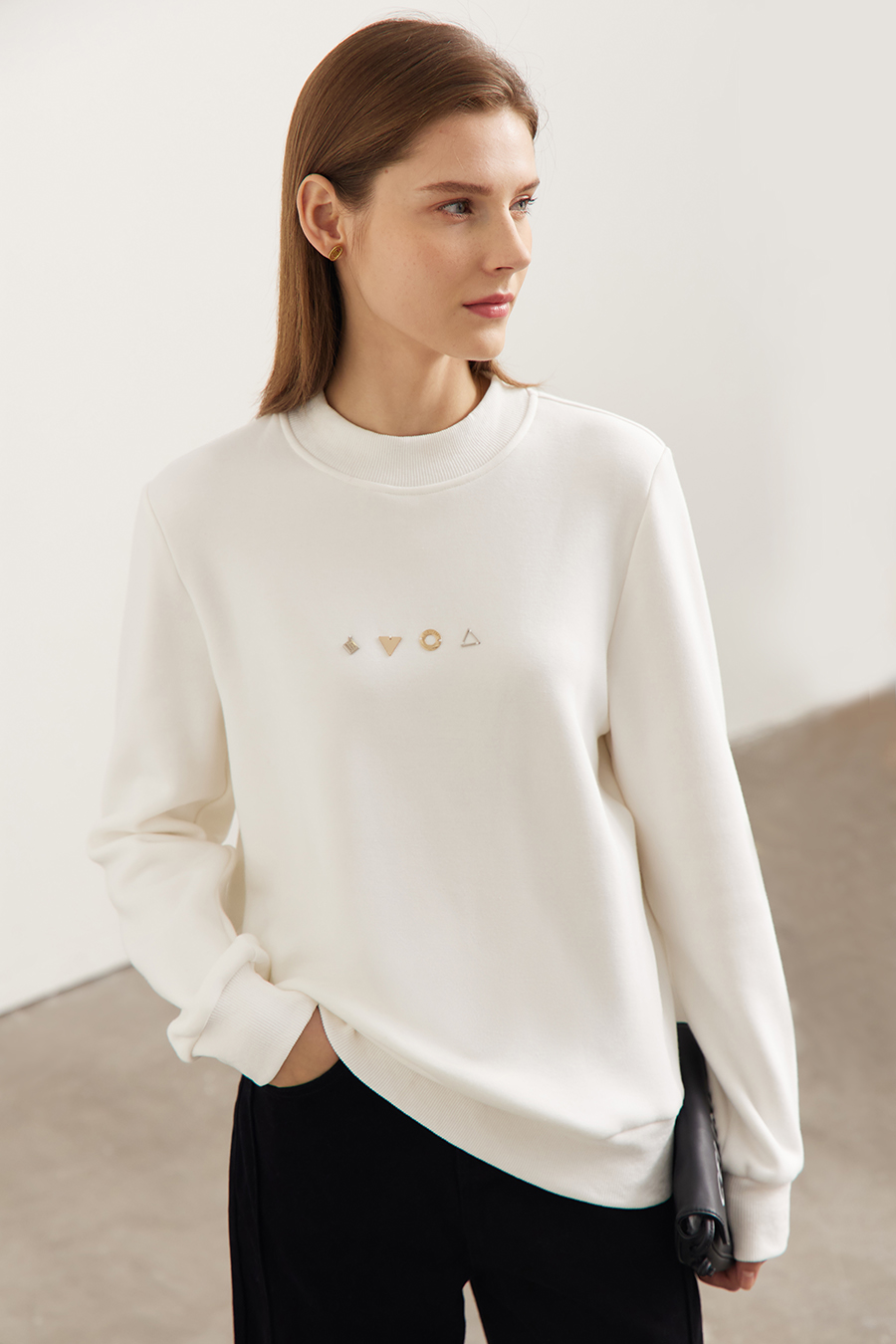 Geometric Metal Decoration Sweatshirt|AMII-AMII.com
