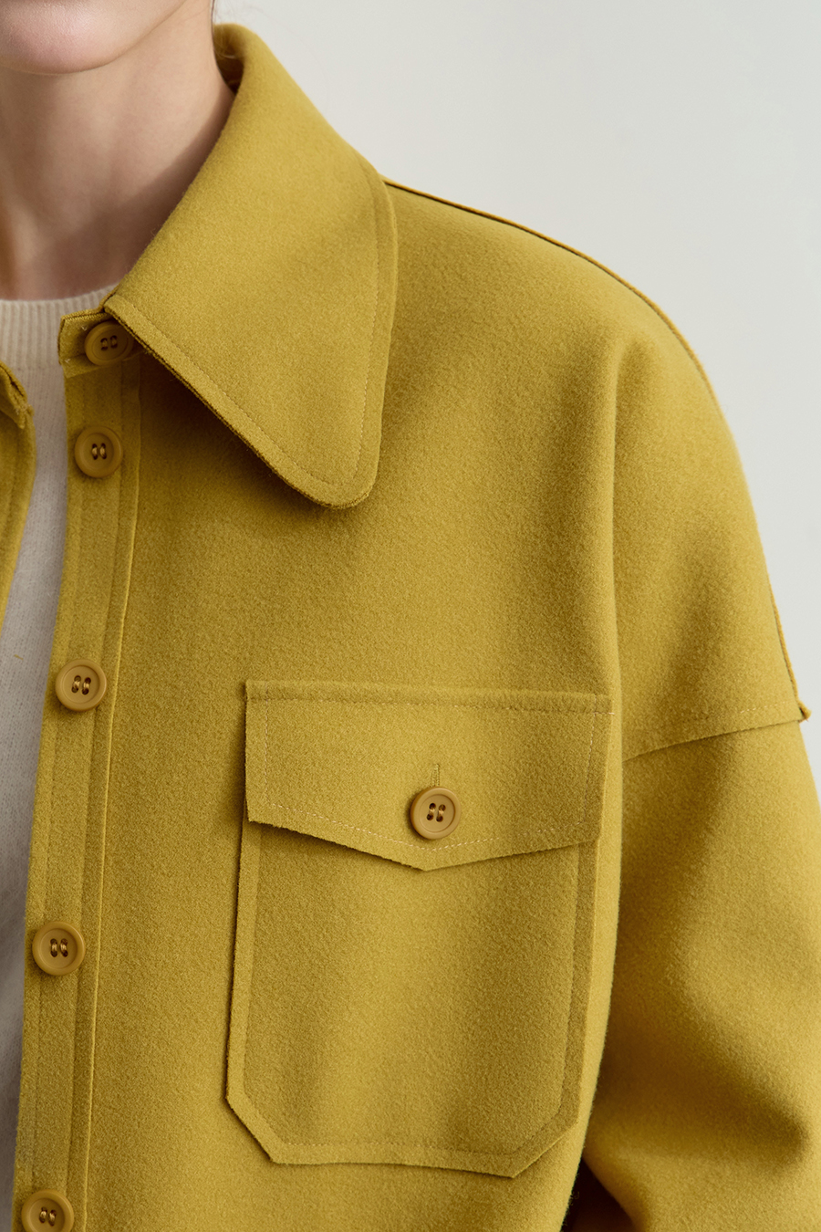 Velvet Lapel Drop Shoulder Coat