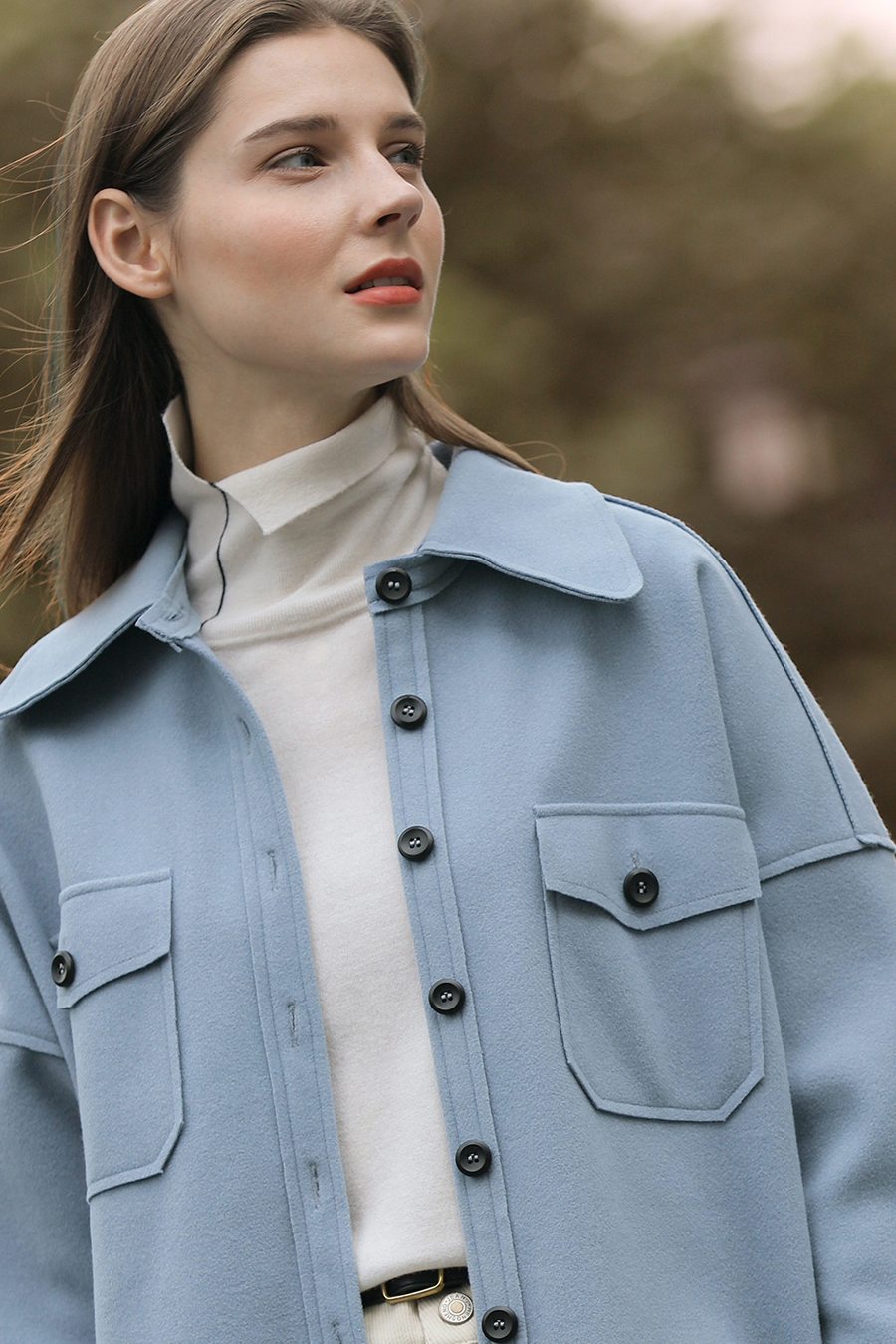 Velvet Lapel Drop Shoulder Coat