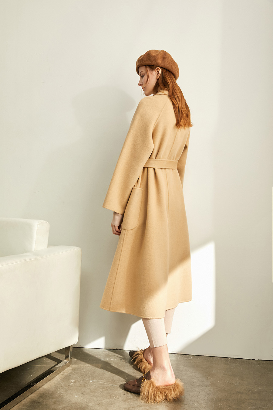 Wool Double - faced Fabric with Belt|AMII-AMII.com