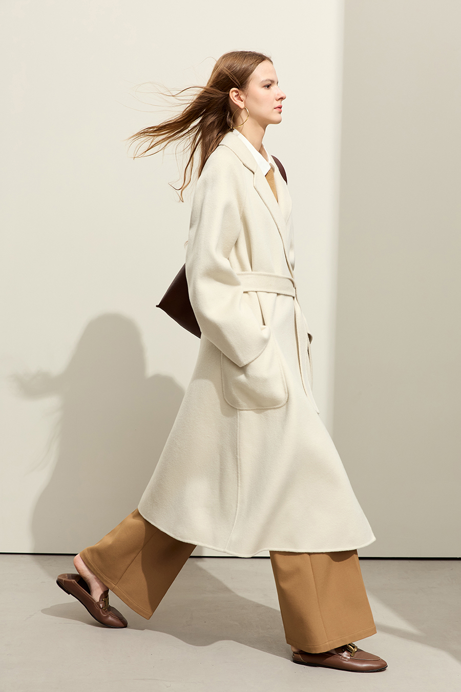 Wool Double - faced Fabric with Belt|AMII-AMII.com