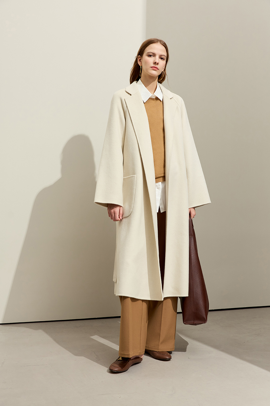 Wool Double - faced Fabric with Belt|AMII-AMII.com