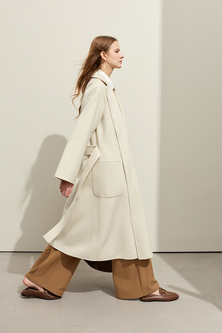 Wool Double - faced Fabric with Belt|AMII-AMII.com