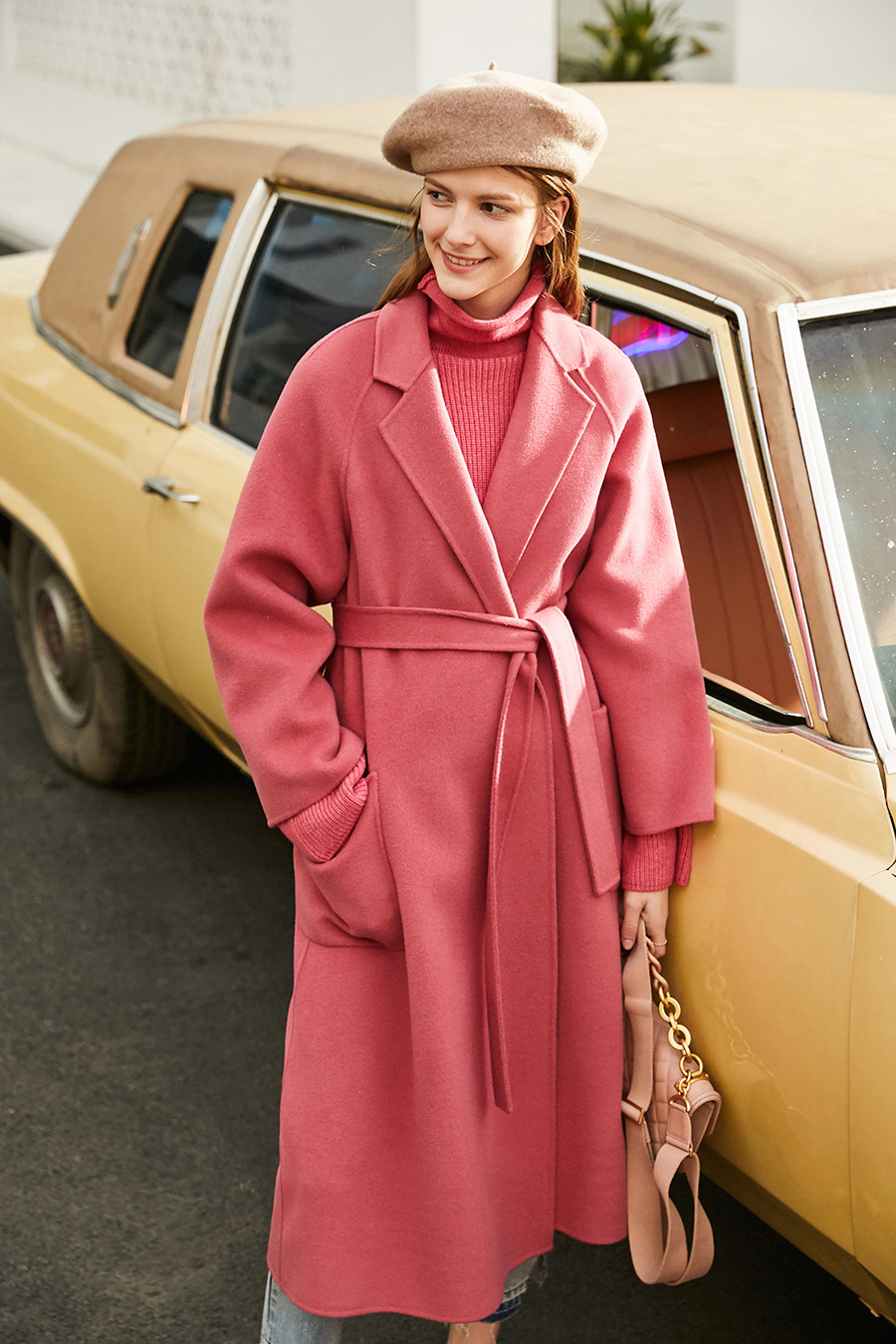 Wool Double - faced Fabric with Belt|AMII-AMII.com