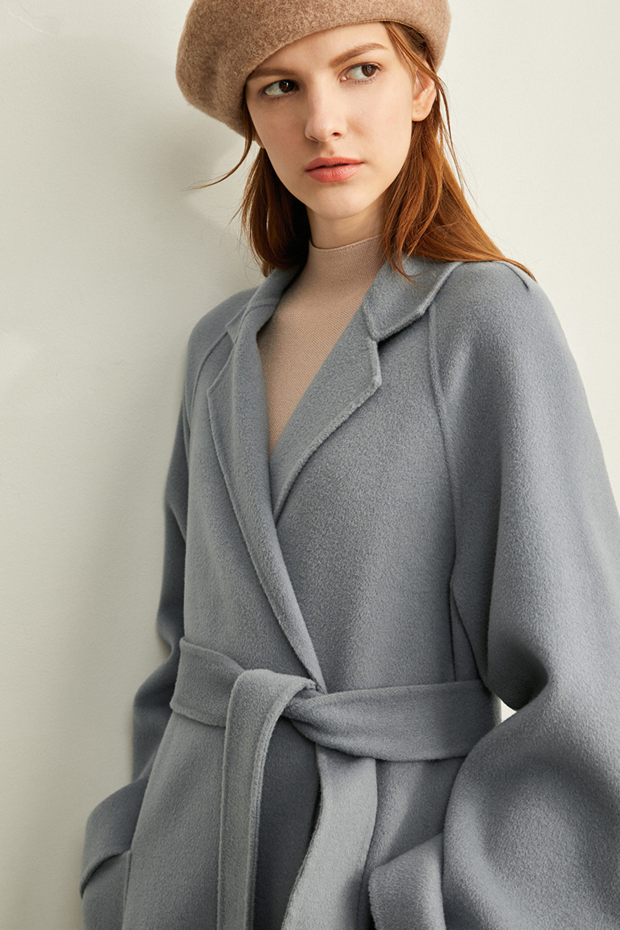 Wool Double - faced Fabric with Belt|AMII-AMII.com