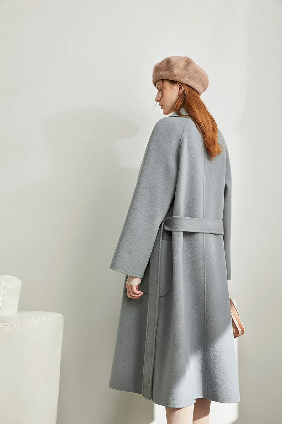 Wool Double - faced Fabric with Belt|AMII-AMII.com