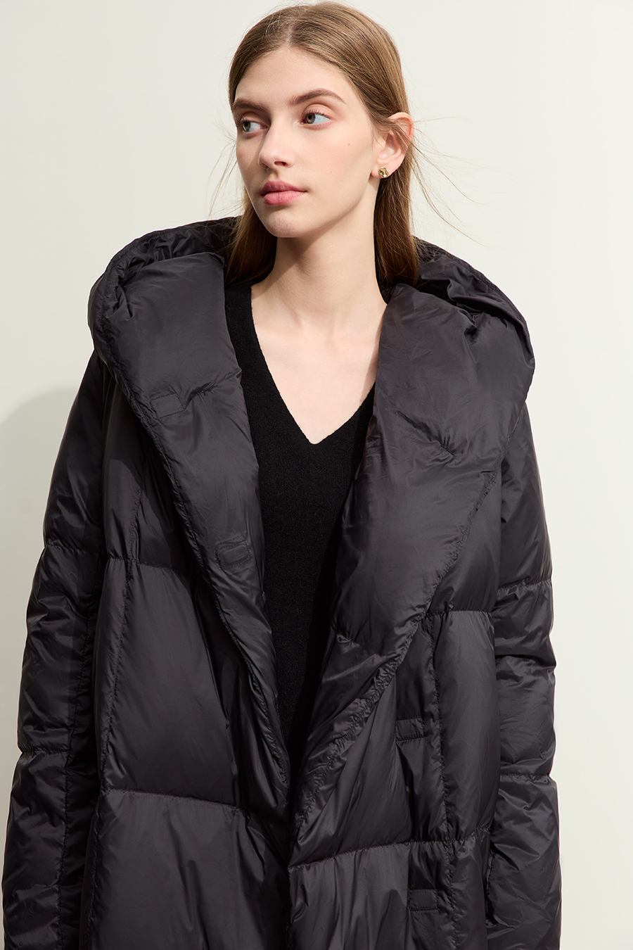 Hooded Magnetic Button Down Jacket|AMII-AMII.com