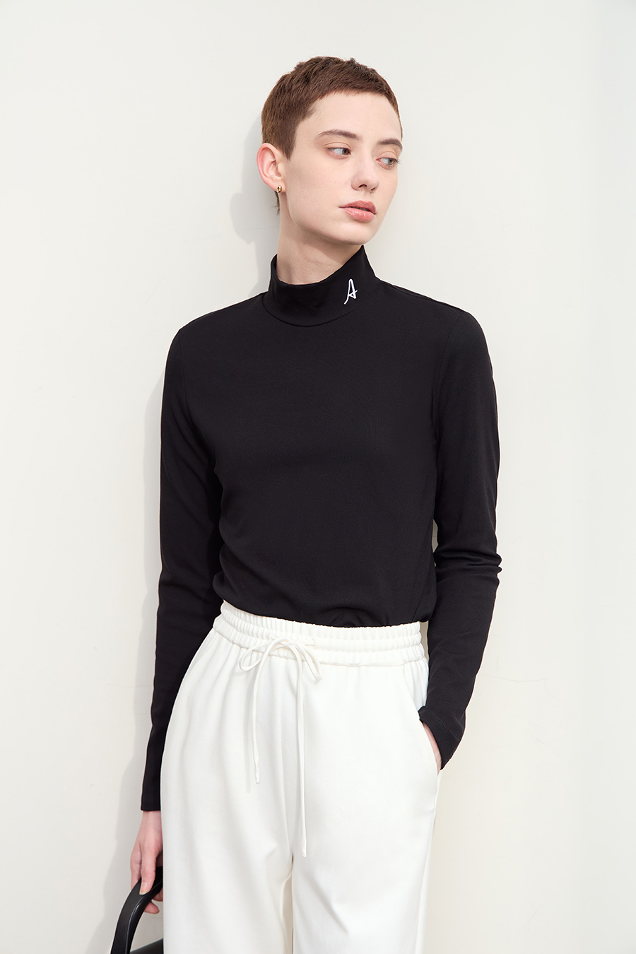 Letter Embroidered Brushed T-Shirt|AMII-AMII.com