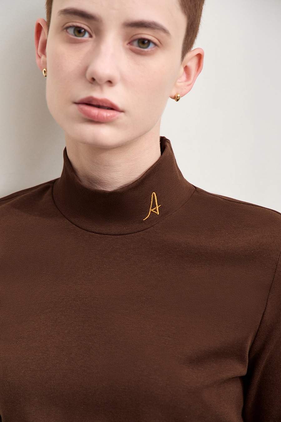 Letter Embroidered Brushed T-Shirt|AMII-AMII.com