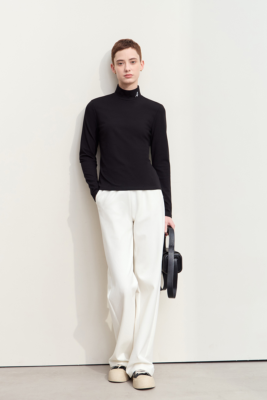 Letter Embroidered Brushed T-Shirt|AMII-AMII.com