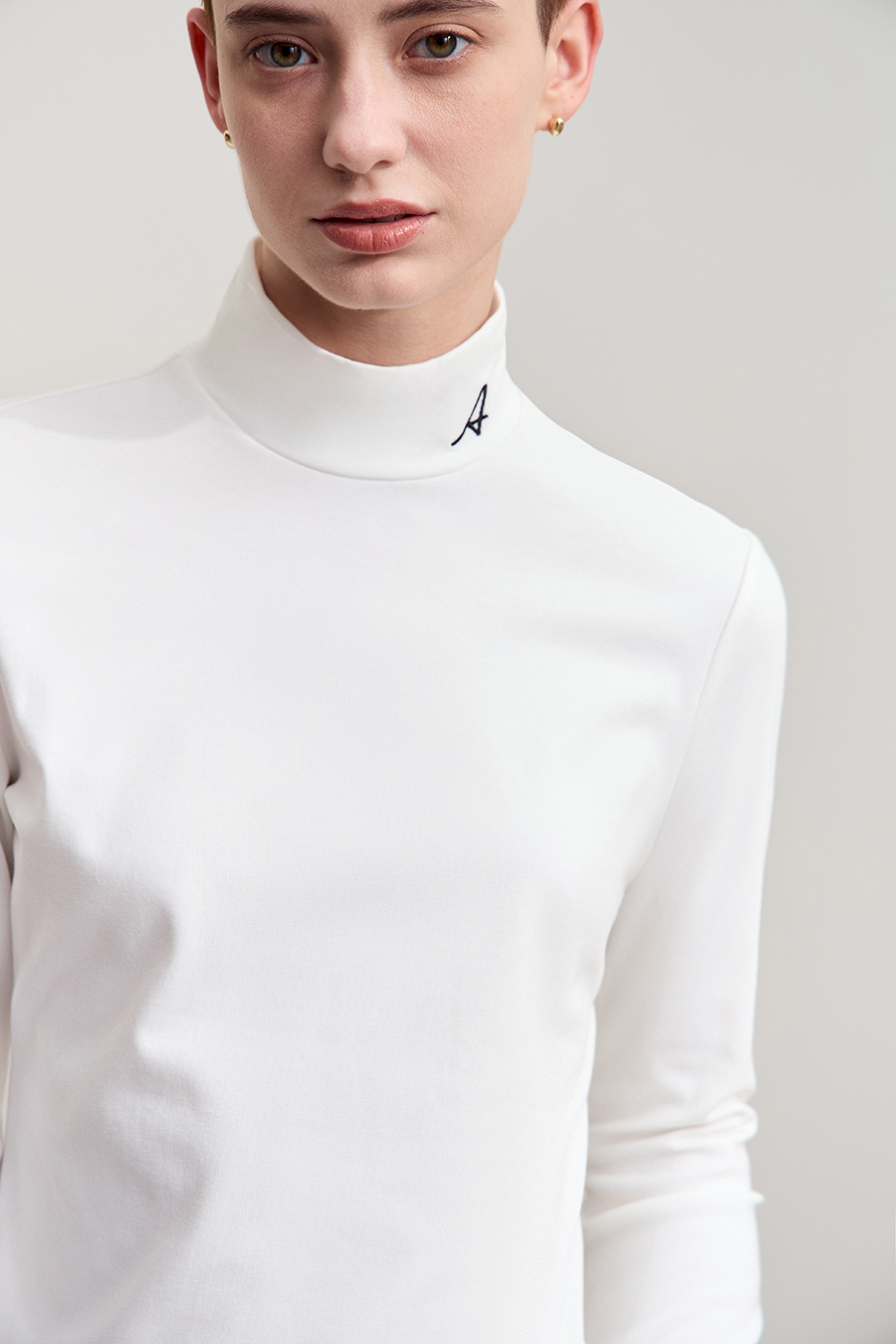 Letter Embroidered Brushed T-Shirt|AMII-AMII.com
