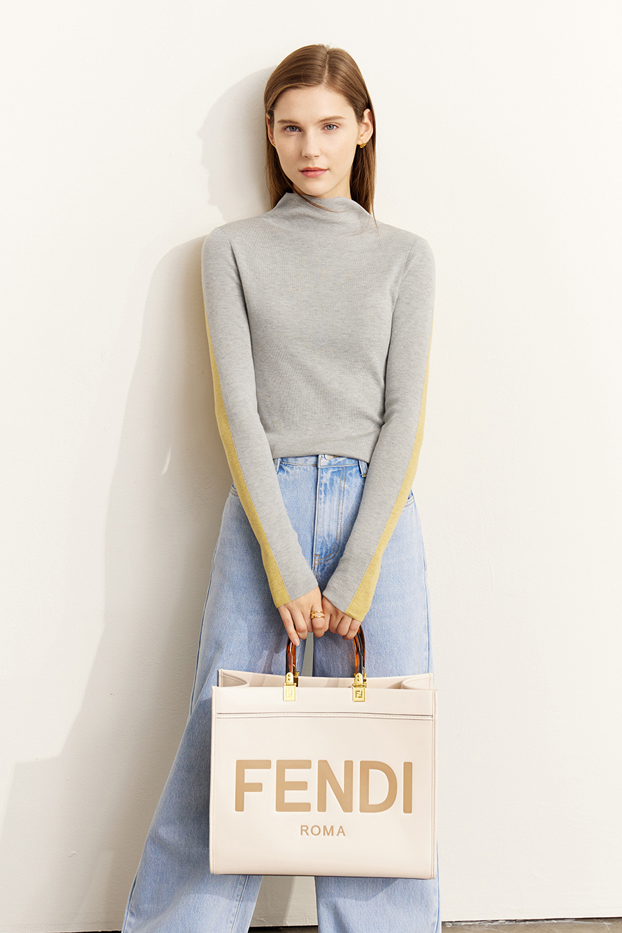 Mock Neck Contrast Color Reversible Knit Top