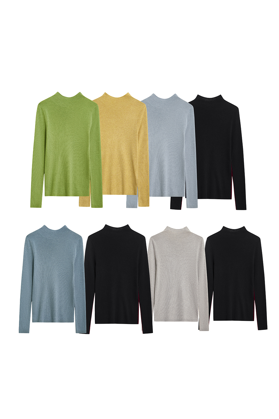 Mock Neck Contrast Color Reversible Knit Top