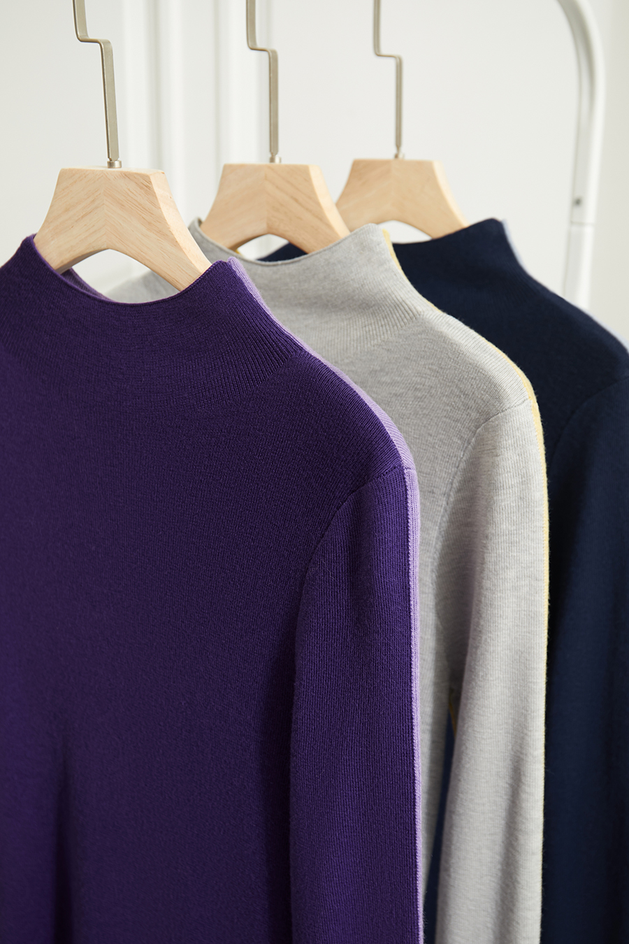 Mock Neck Contrast Color Reversible Knit Top