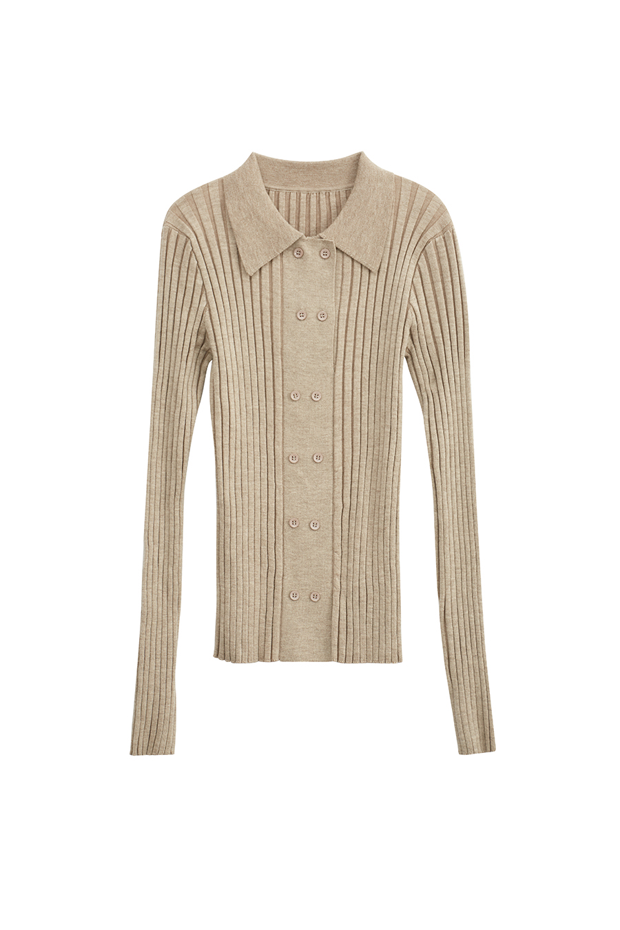 Lapel Ribbed Knit Sweater