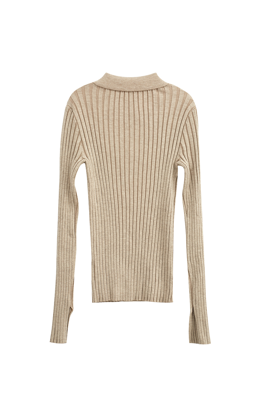 Lapel Ribbed Knit Sweater