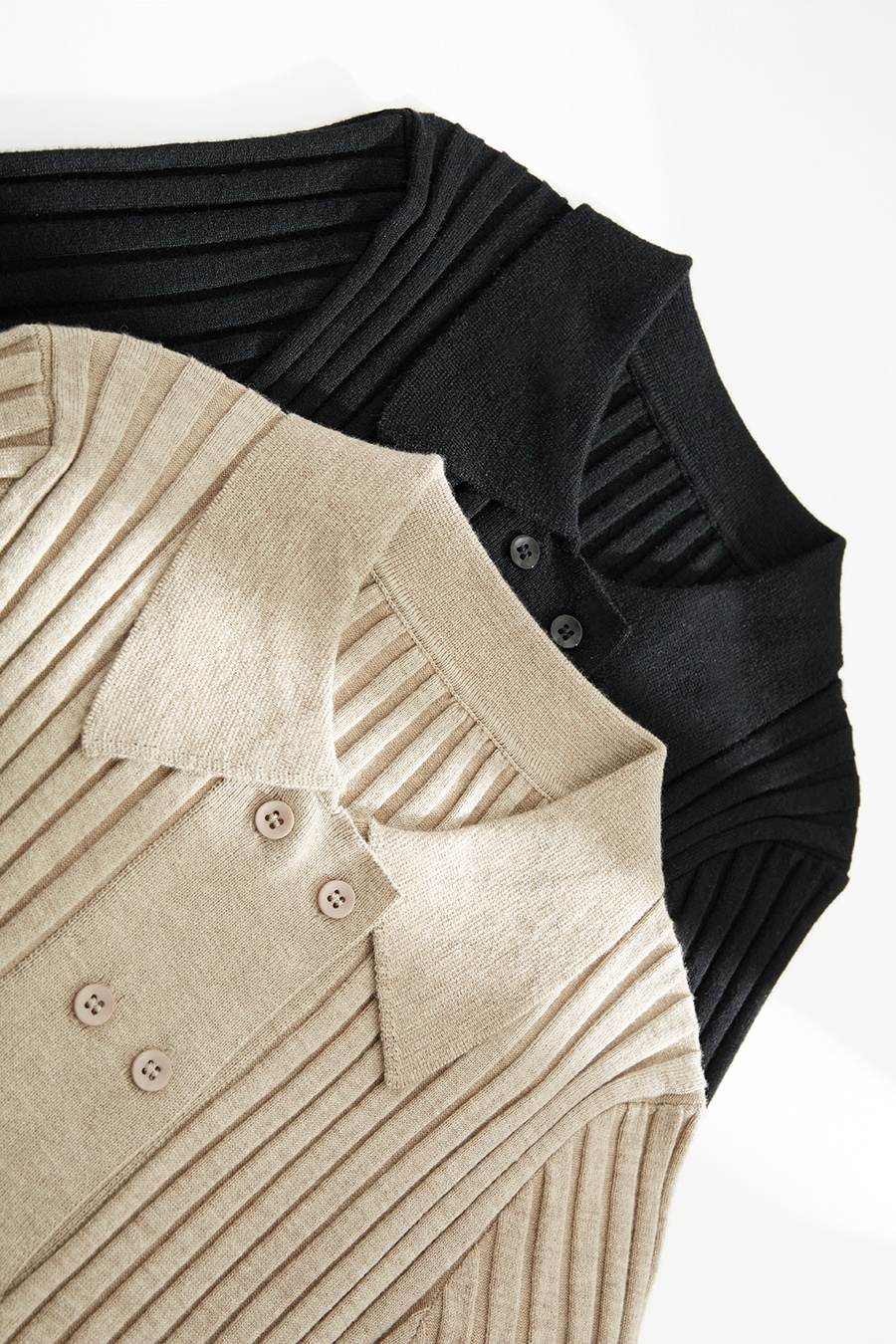 Lapel Ribbed Knit Sweater