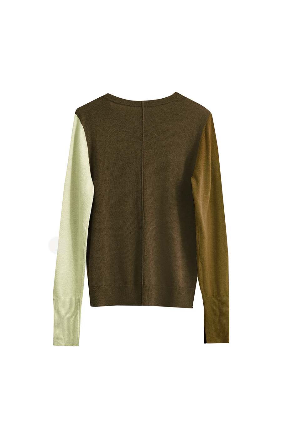 Color-Block Crew Neck Knit Cardigan