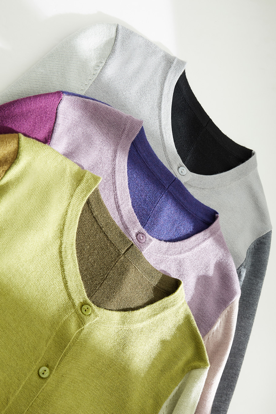 Color-Block Crew Neck Knit Cardigan