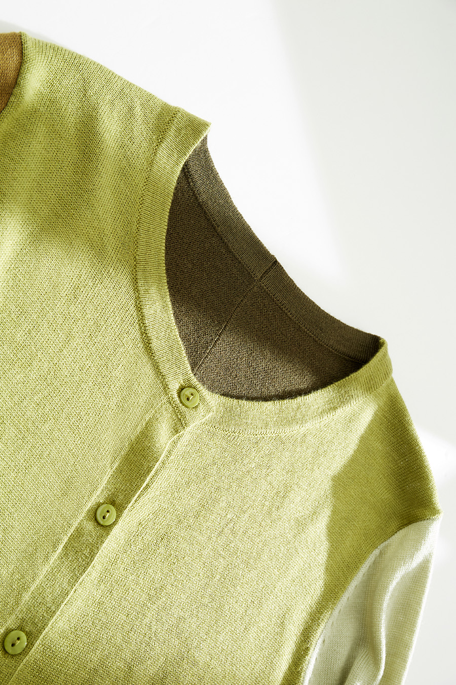 Color-Block Crew Neck Knit Cardigan