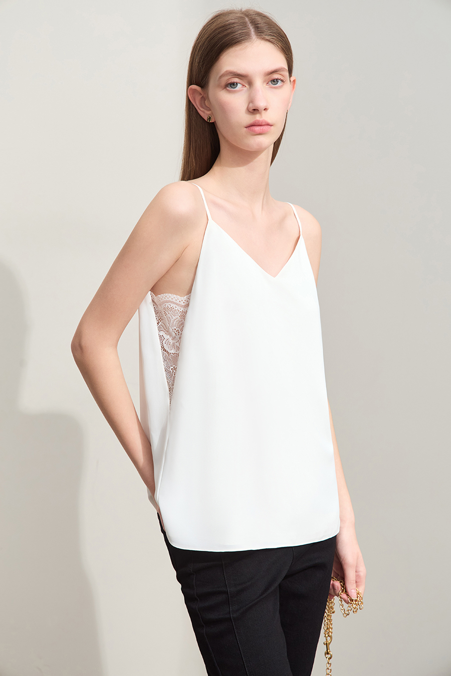 Lace spliced camisole|AMII