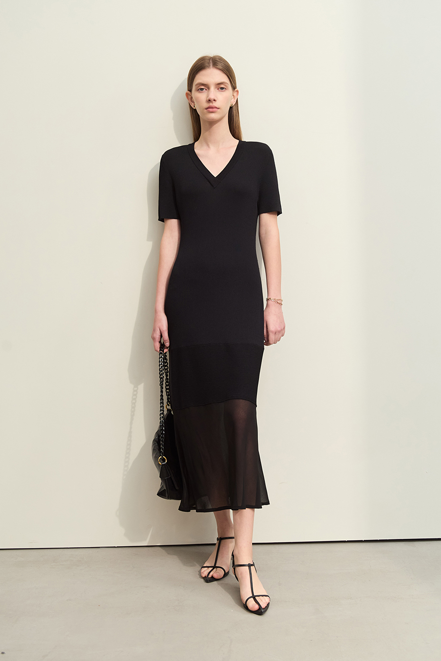 Contrast Mesh Spliced Dress