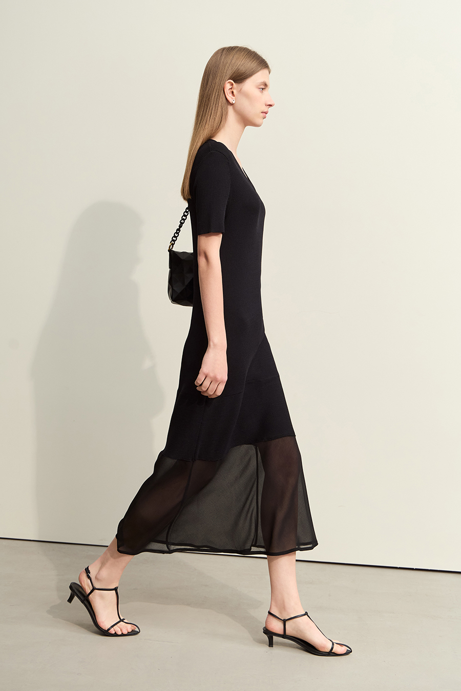 Contrast Mesh Spliced Dress
