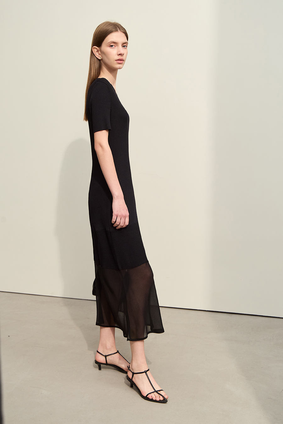 Contrast Mesh Spliced Dress