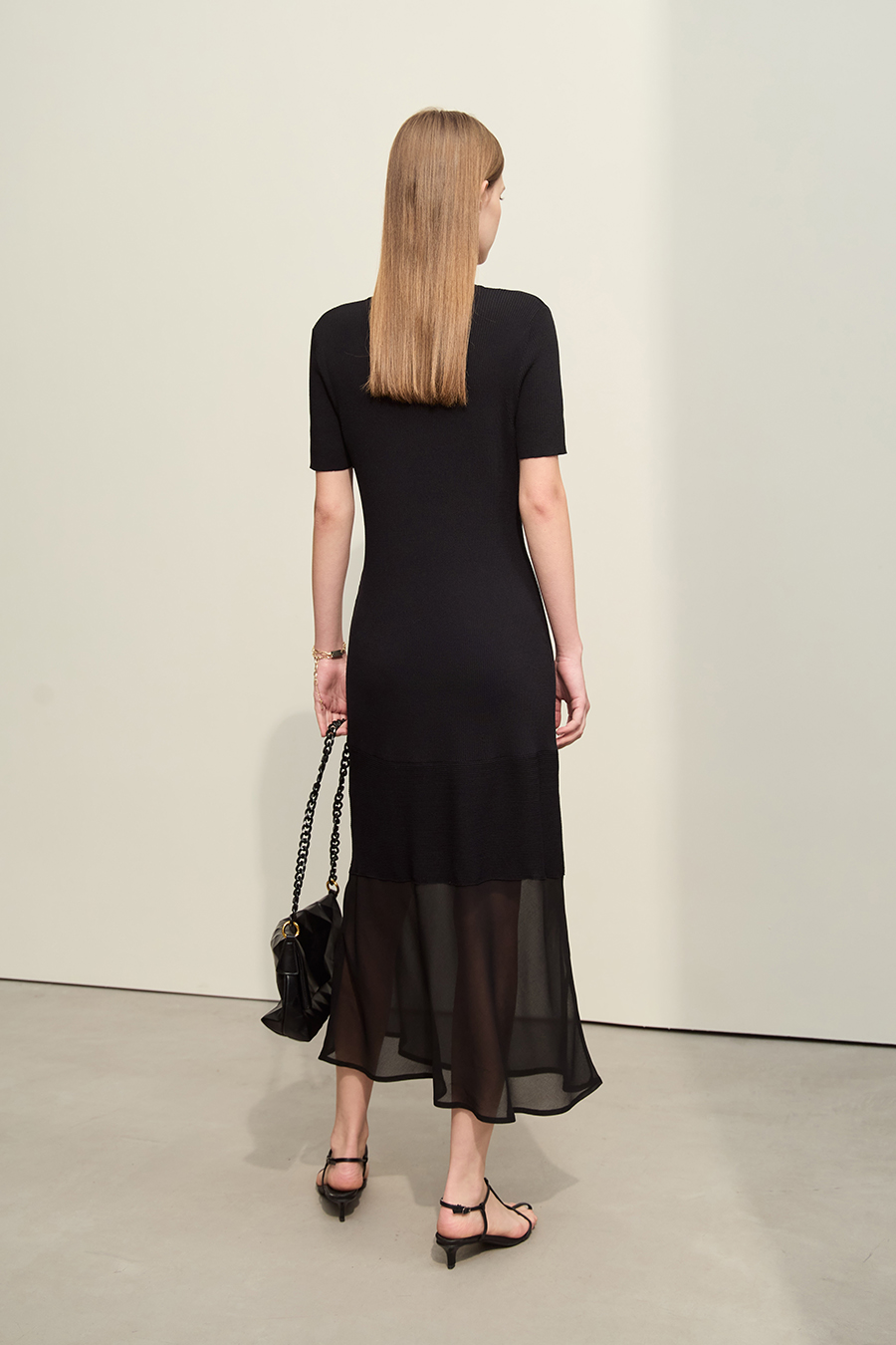 Contrast Mesh Spliced Dress