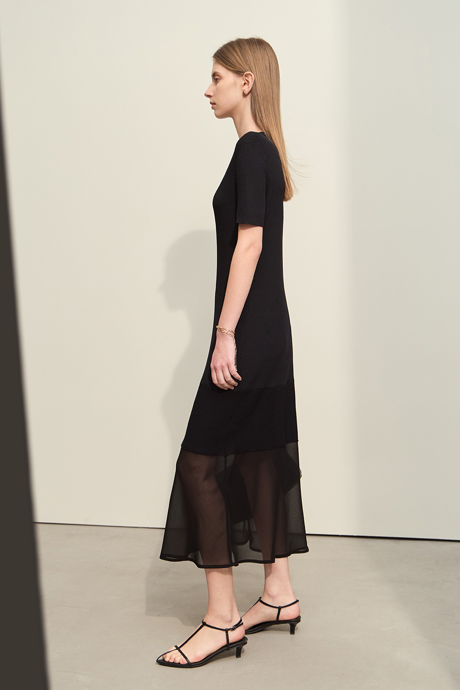 Contrast Mesh Spliced Dress